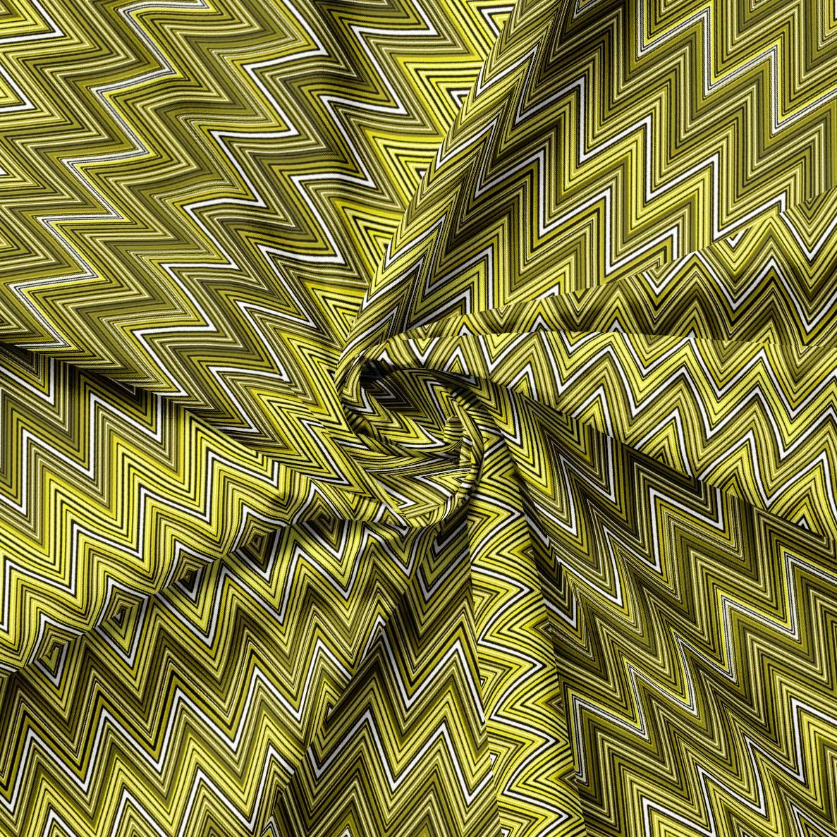 Missoni Tarzı Sarı Renk Zigzag Kumaş