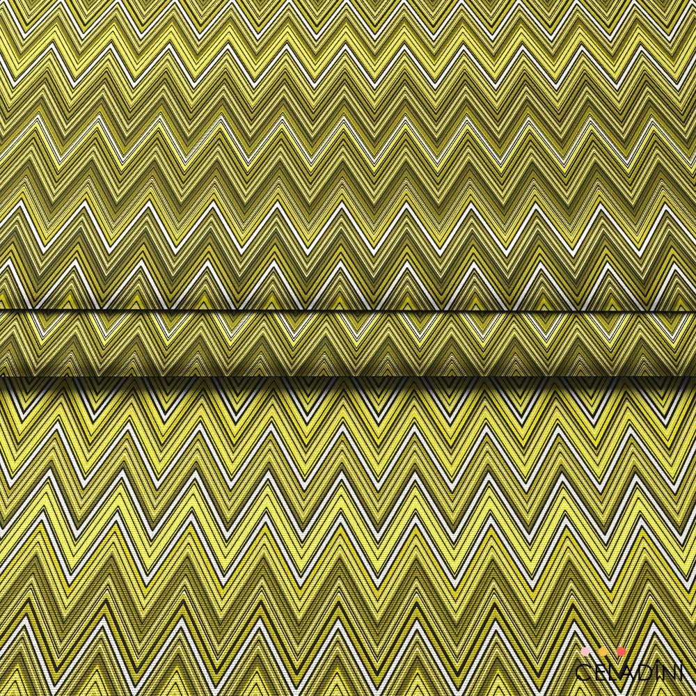 Missoni Tarzı Sarı Renk Zigzag Kumaş