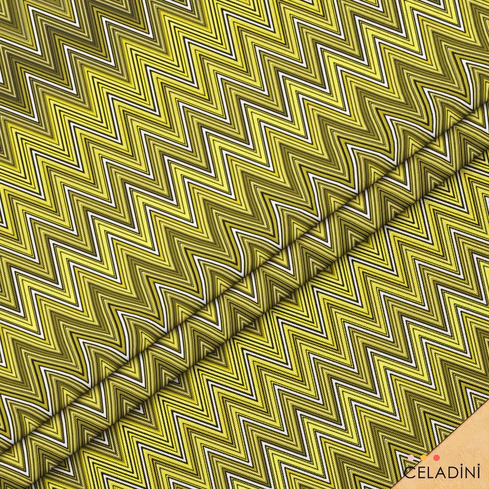 Missoni Tarzı Sarı Renk Zigzag Kumaş
