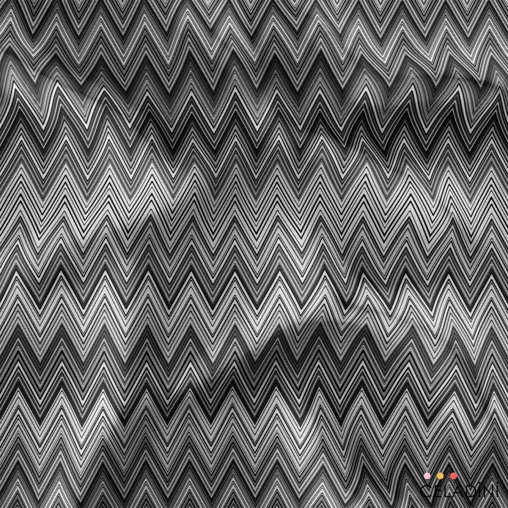 Missoni Tarzı Siyah Beyaz Renk Geçişli Zigzag Kumaş