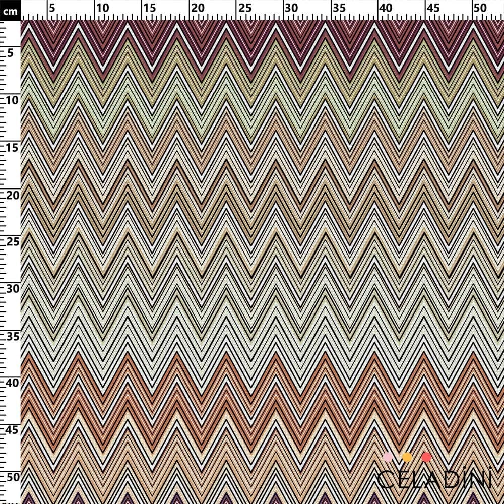 Missoni Tarzı Sütlü Kahve Renk Geçişli Zigzag Kumaş