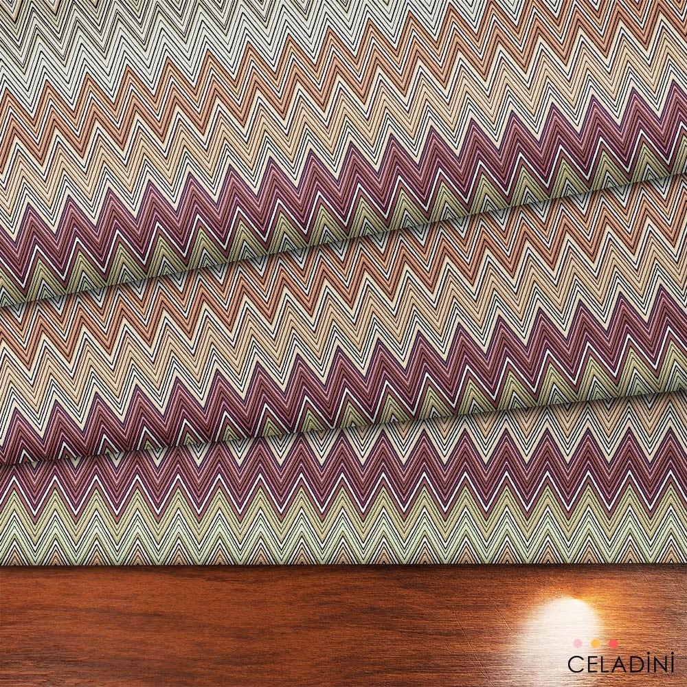Missoni Tarzı Sütlü Kahve Renk Geçişli Zigzag Kumaş