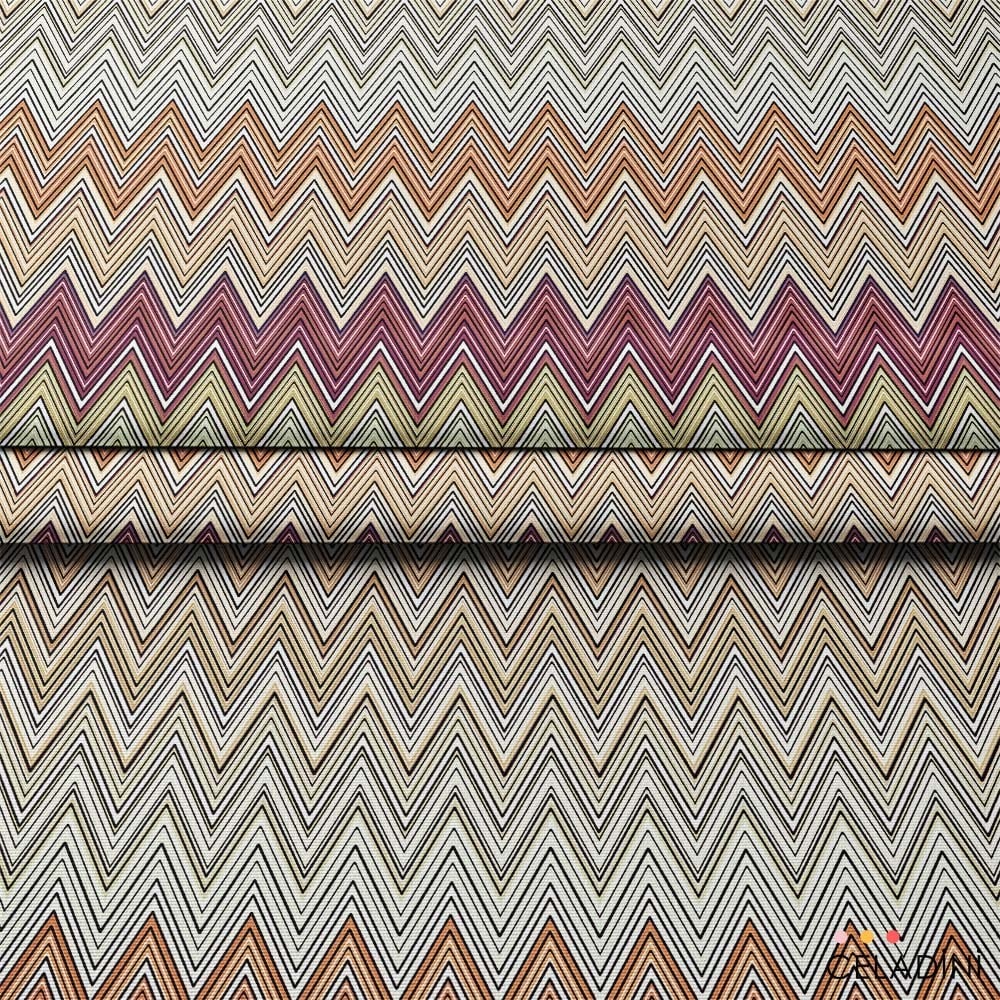 Missoni Tarzı Sütlü Kahve Renk Geçişli Zigzag Kumaş