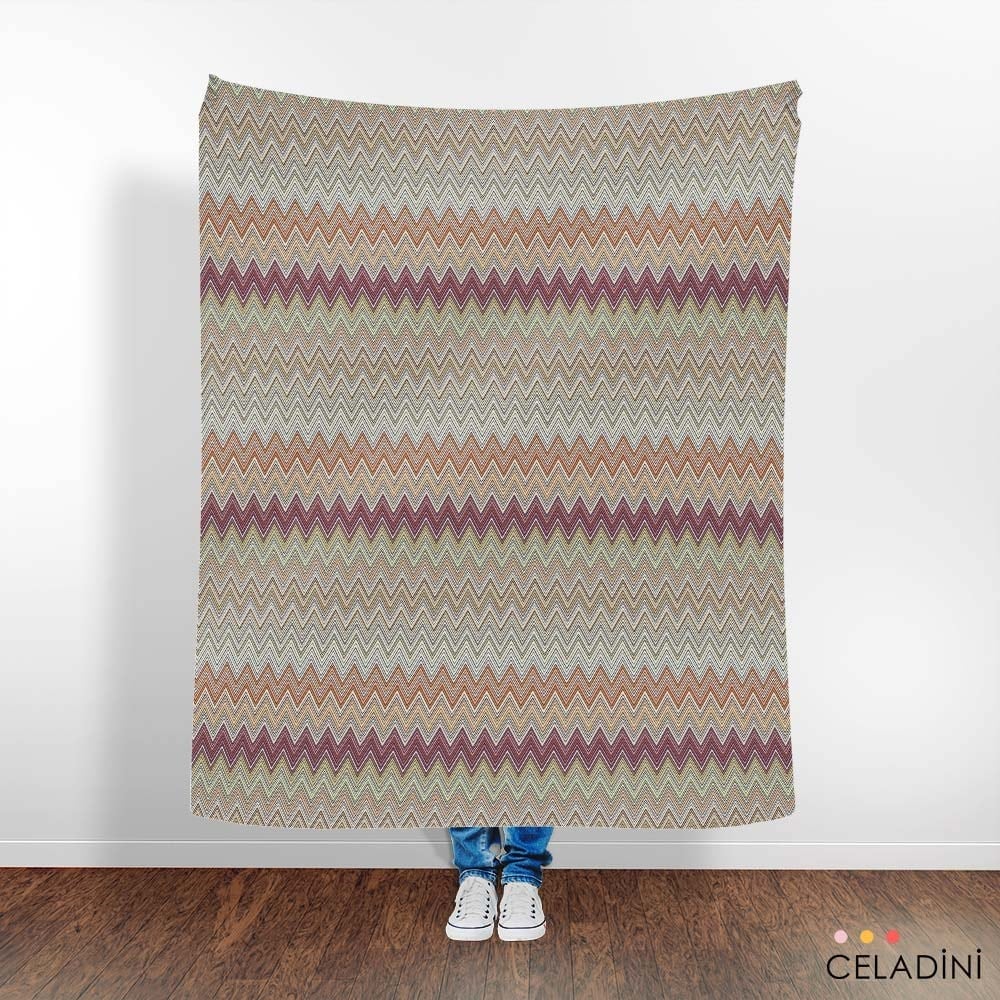 Missoni Tarzı Sütlü Kahve Renk Geçişli Zigzag Kumaş