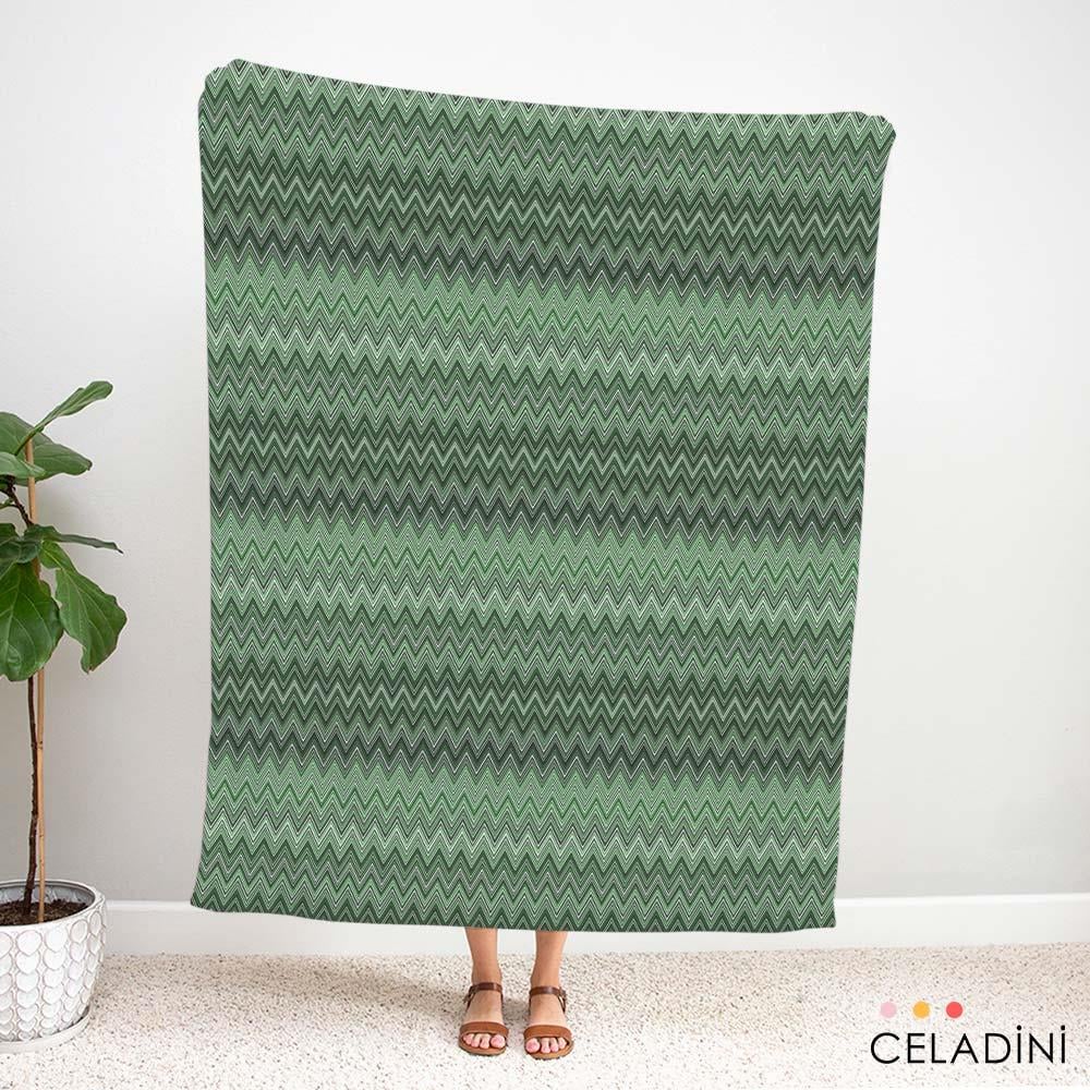 Missoni Tarzı Yeşil Renk Zigzag Kumaş