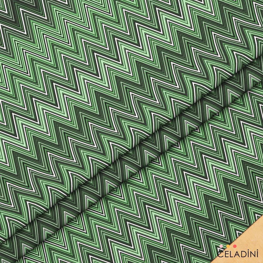 Missoni Tarzı Yeşil Renk Zigzag Kumaş