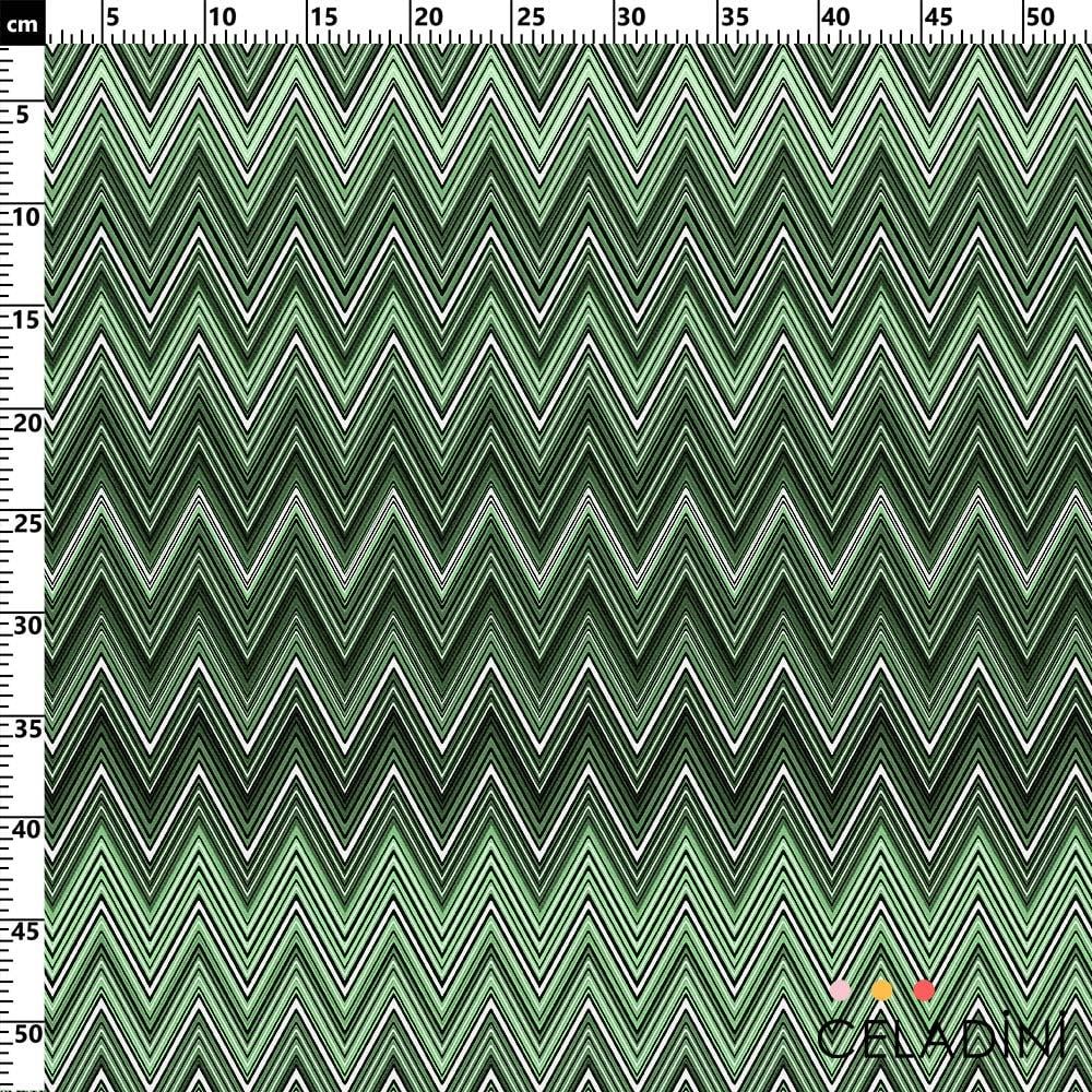 Missoni Tarzı Yeşil Renk Zigzag Kumaş