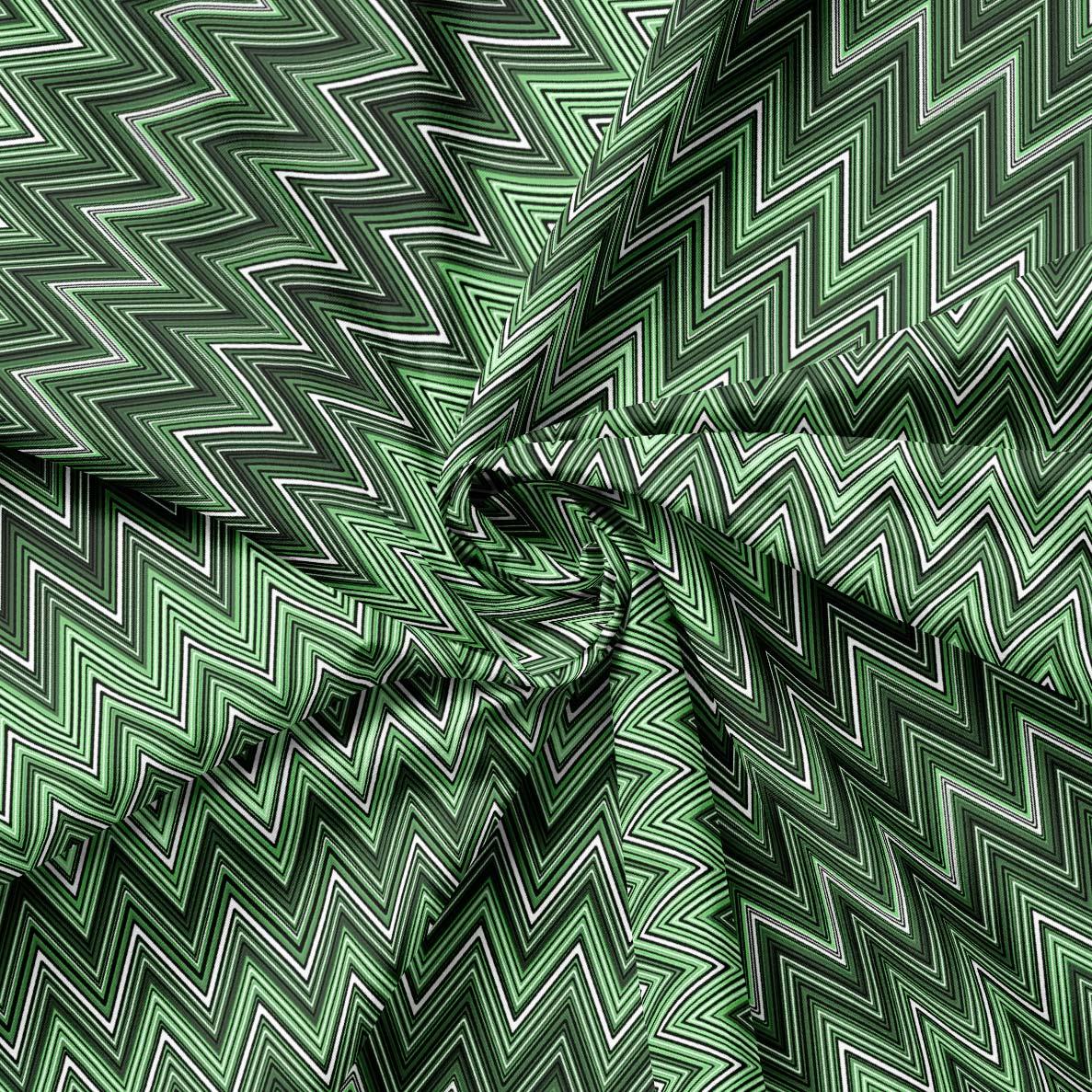 Missoni Tarzı Yeşil Renk Zigzag Kumaş
