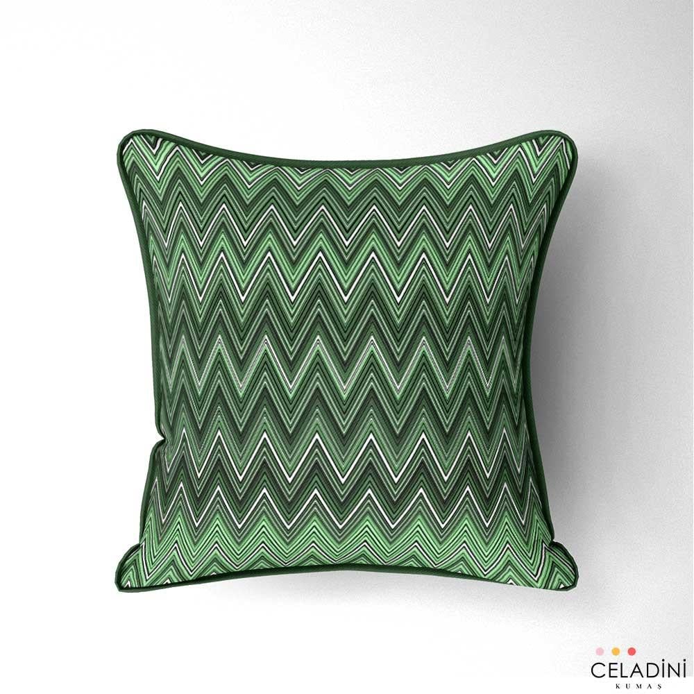 Missoni Tarzı Yeşil Renk Zigzag Kumaş