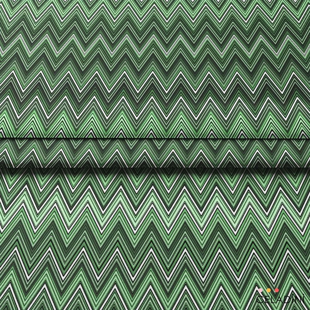 Missoni Tarzı Yeşil Renk Zigzag Kumaş