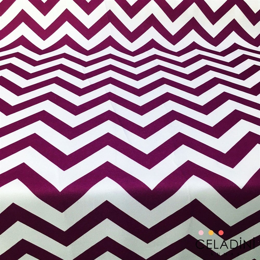Mor Beyaz Zigzag (Chevron) Kumaş