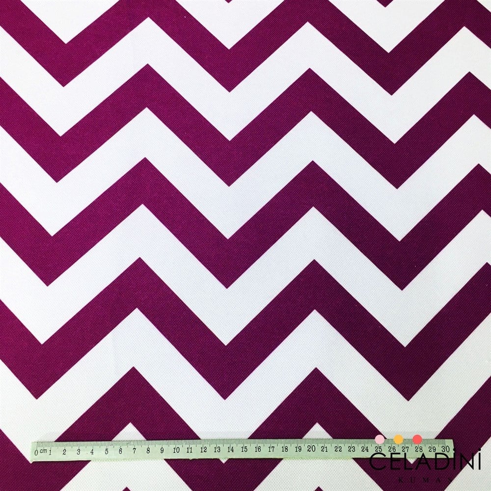 Mor Beyaz Zigzag (Chevron) Kumaş