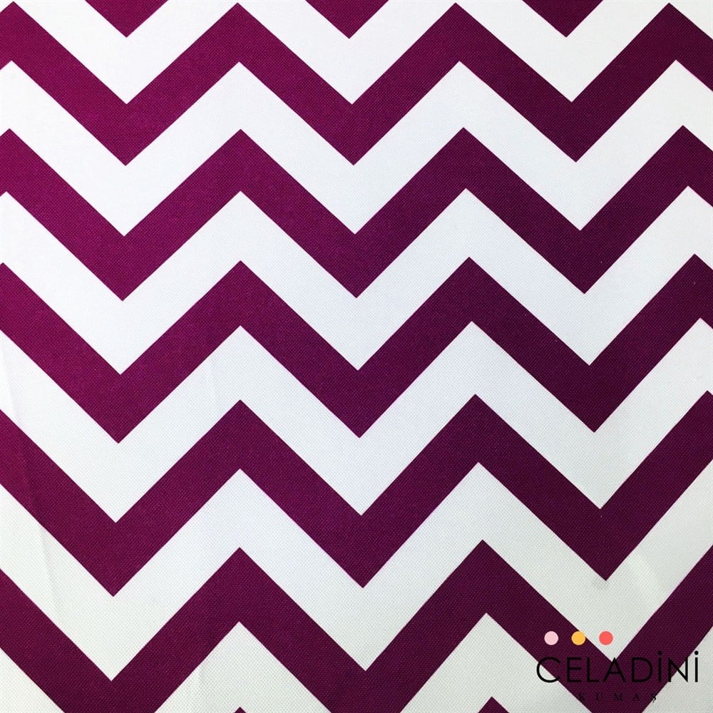 Mor Beyaz Zigzag (Chevron) Kumaş