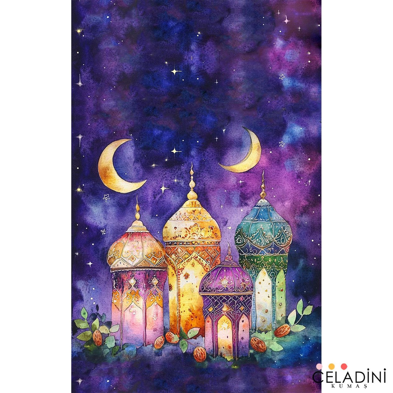 Mor Gece Ramazan Serisi Fırın Örtüsü Kumaşı