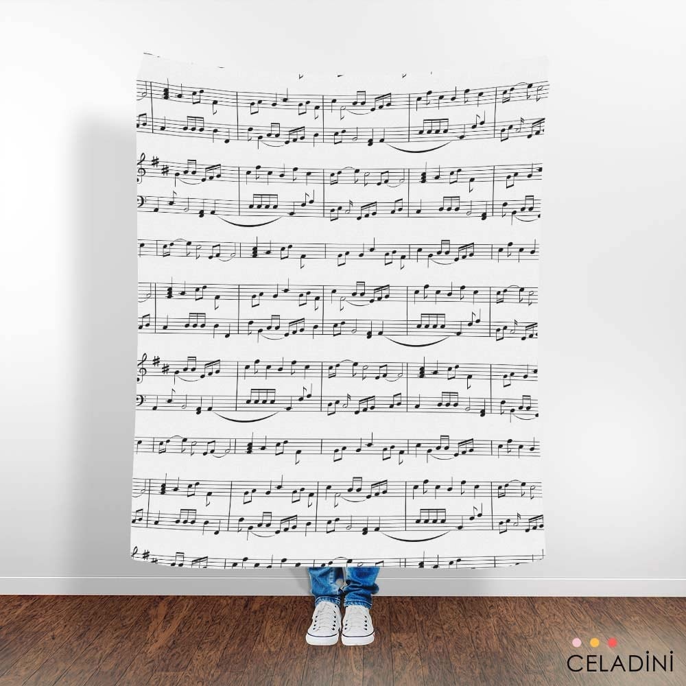 Müzik Notası Desenli Kumaş