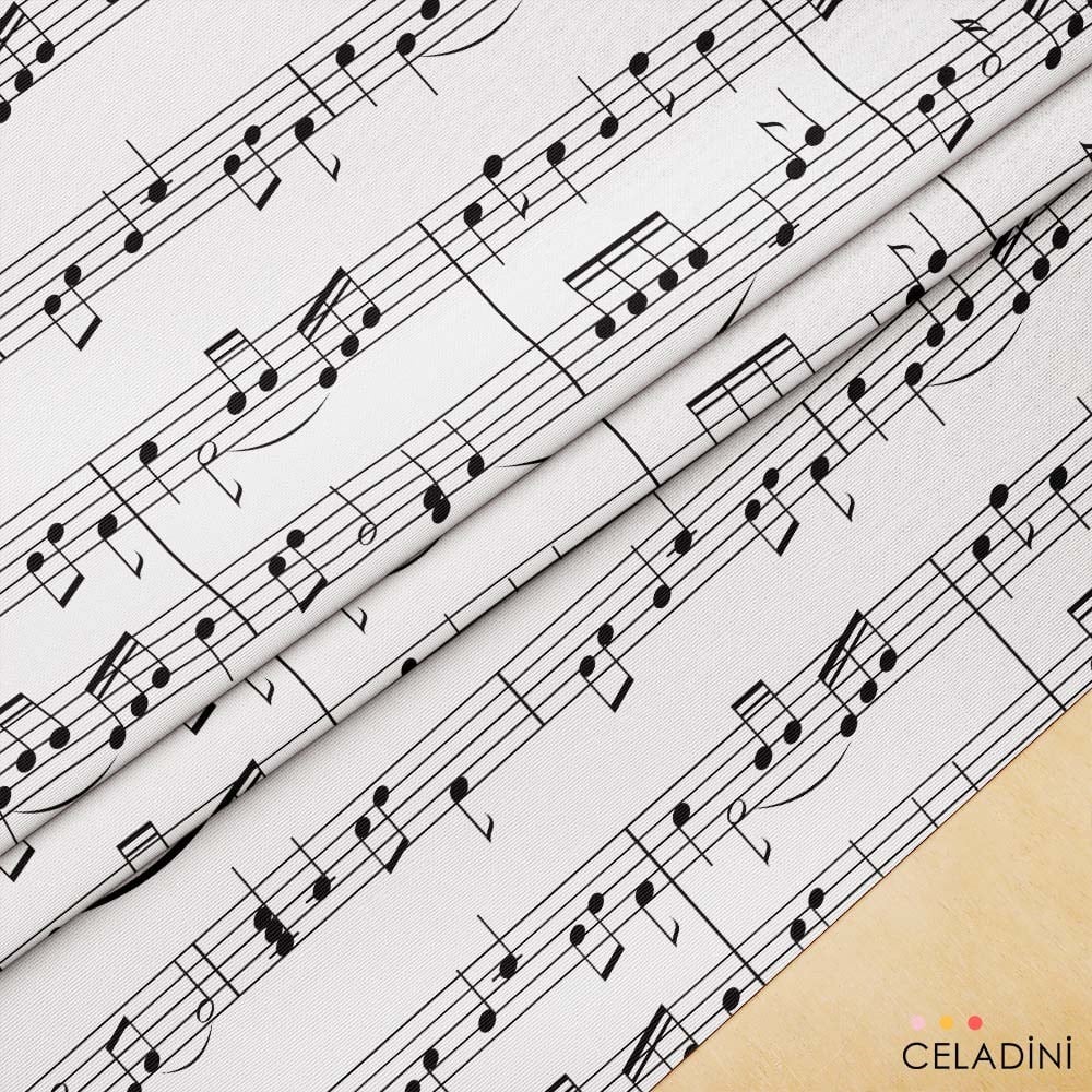 Müzik Notası Desenli Kumaş