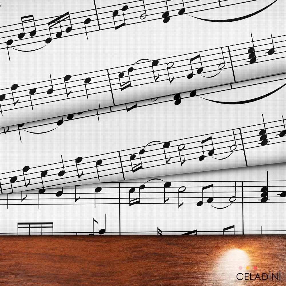 Müzik Notası Desenli Kumaş