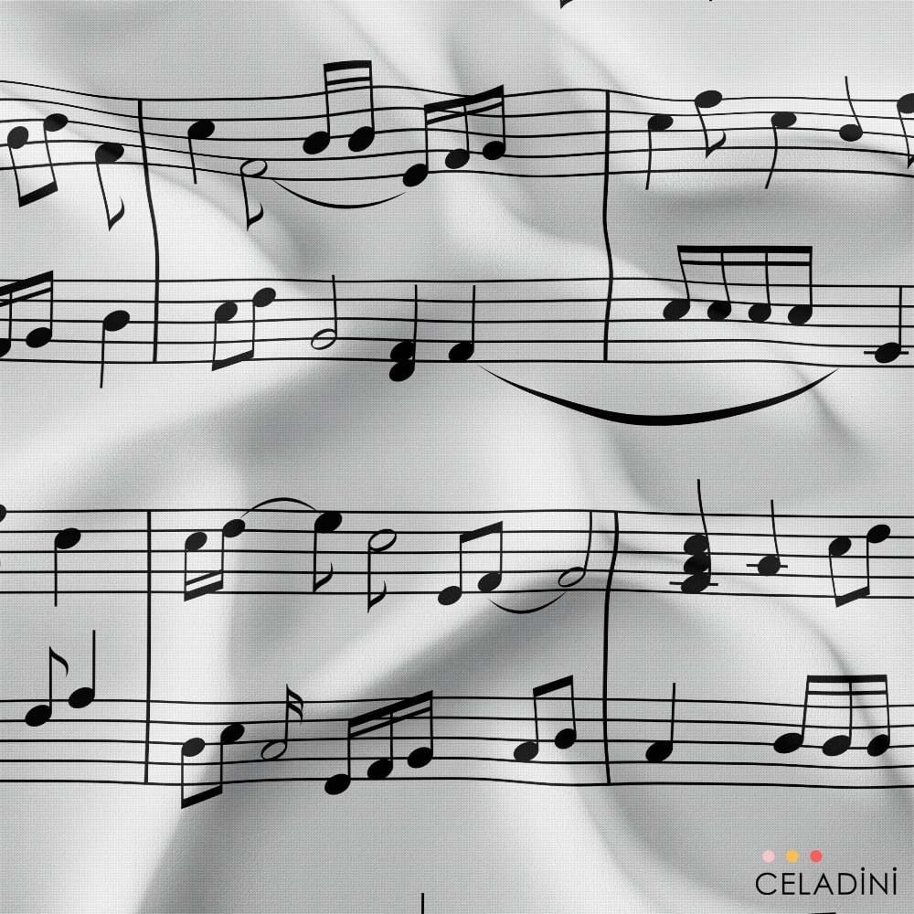 Müzik Notası Desenli Kumaş