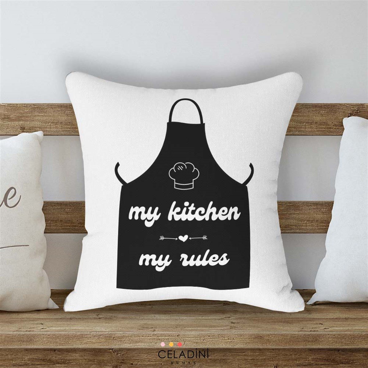 My Kitchen My Rules Kırlent Kumaşı (Versiyon-3)