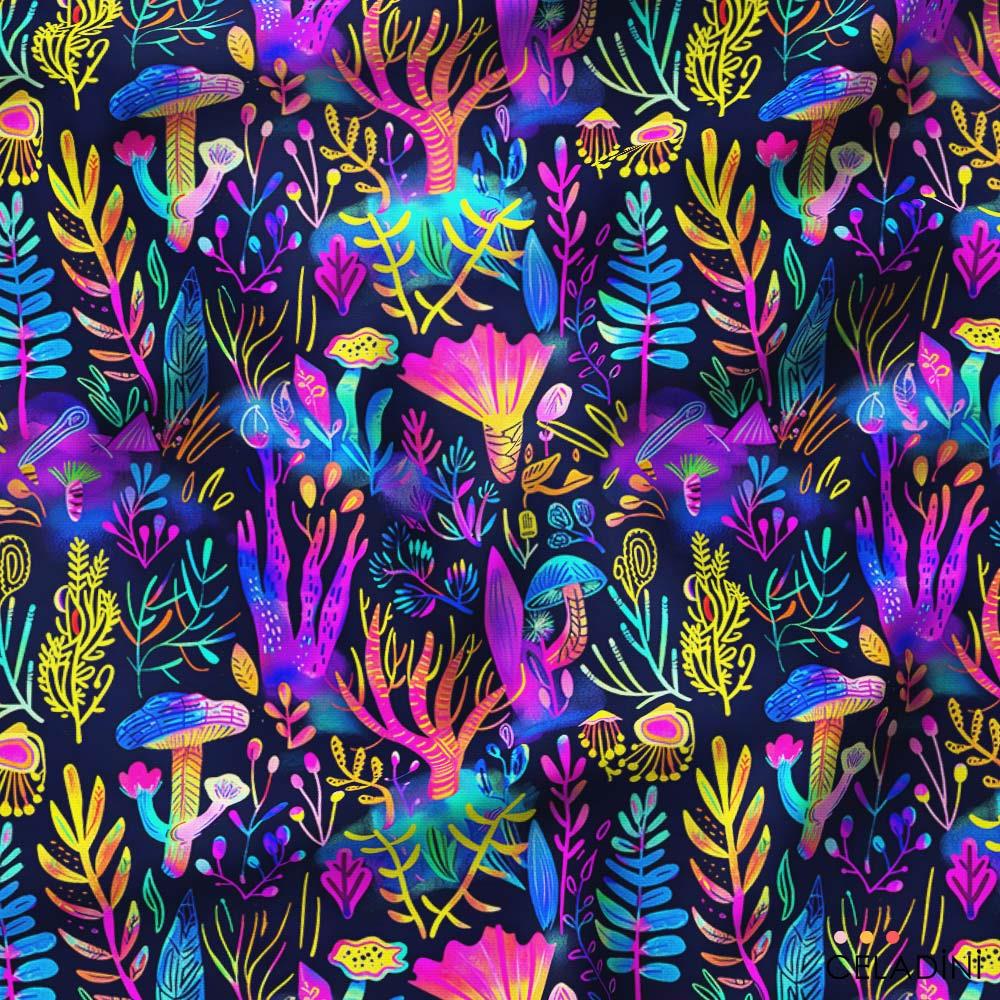 Neon Orman Desenli Kumaş