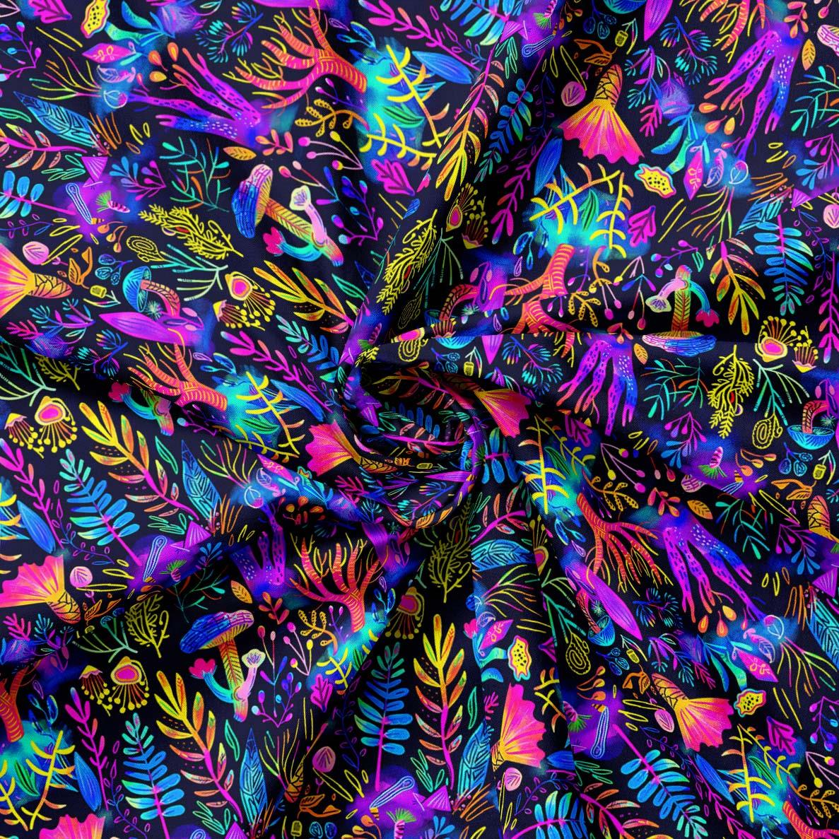 Neon Orman Desenli Kumaş