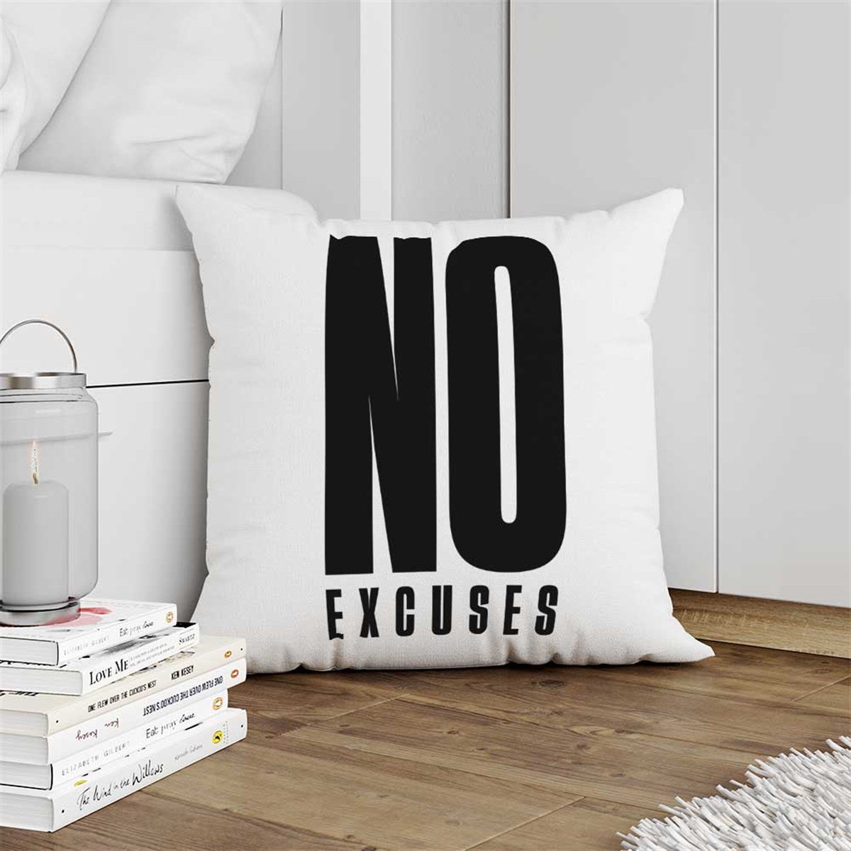 No Excuses Yazılı Kırlent Kumaşı