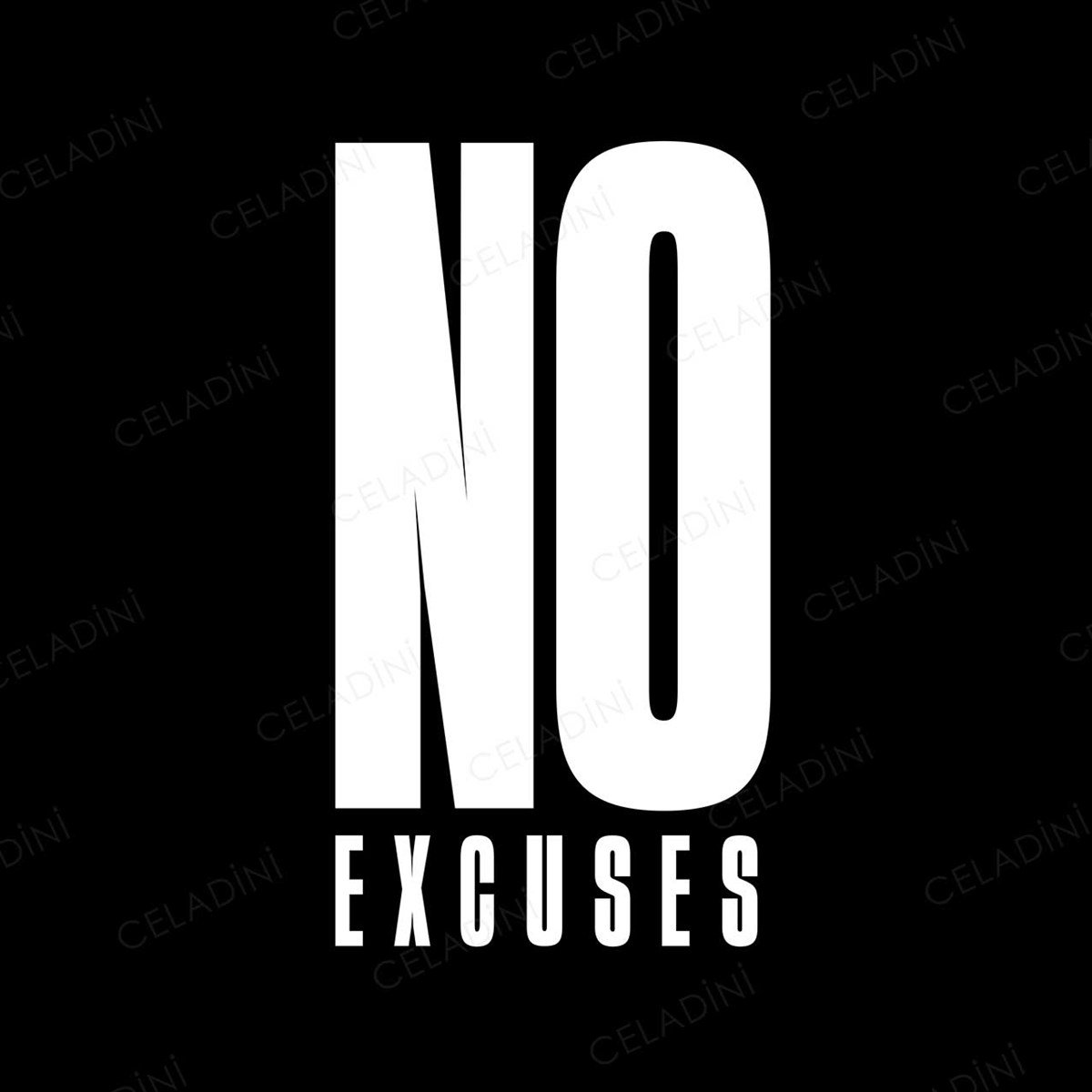 No Excuses Yazılı (Siyah) Kırlent Kumaşı