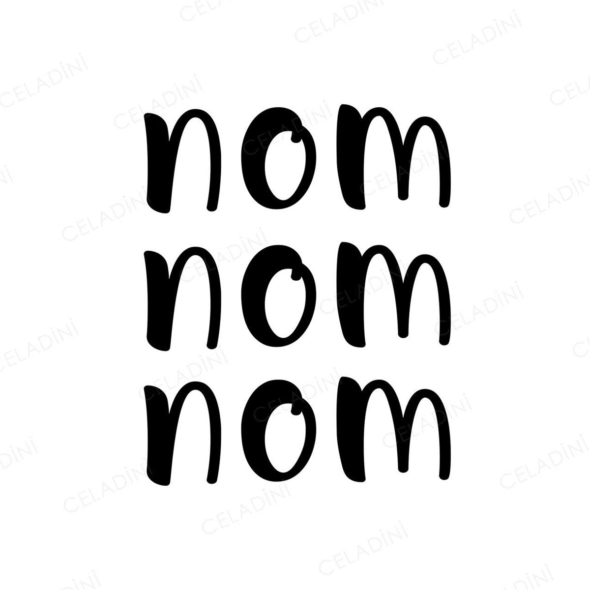 Nom Nom Nom Yazılı Kırlent Kumaşı