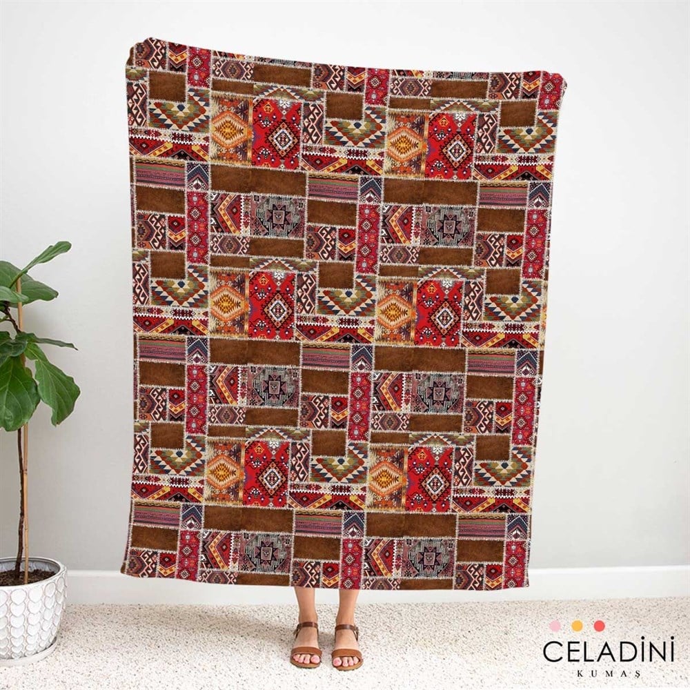 Nubuk Görünümlü Kilim Desenli Kumaş