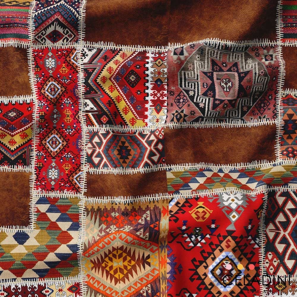 Nubuk Görünümlü Kilim Desenli Kumaş