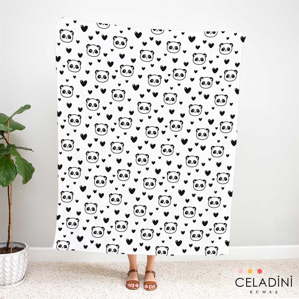 Panda Desenli Kalpli Çocuk Kumaşı