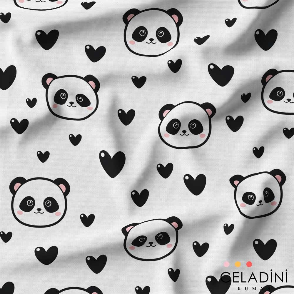 Panda Desenli Kalpli Çocuk Kumaşı