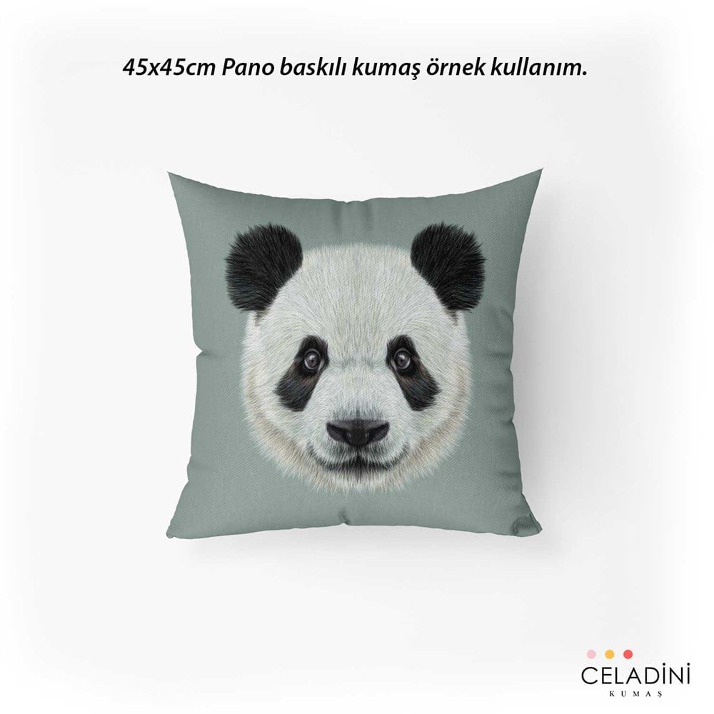 Panda Kafası Pano Baskılı Kırlent Kumaşı