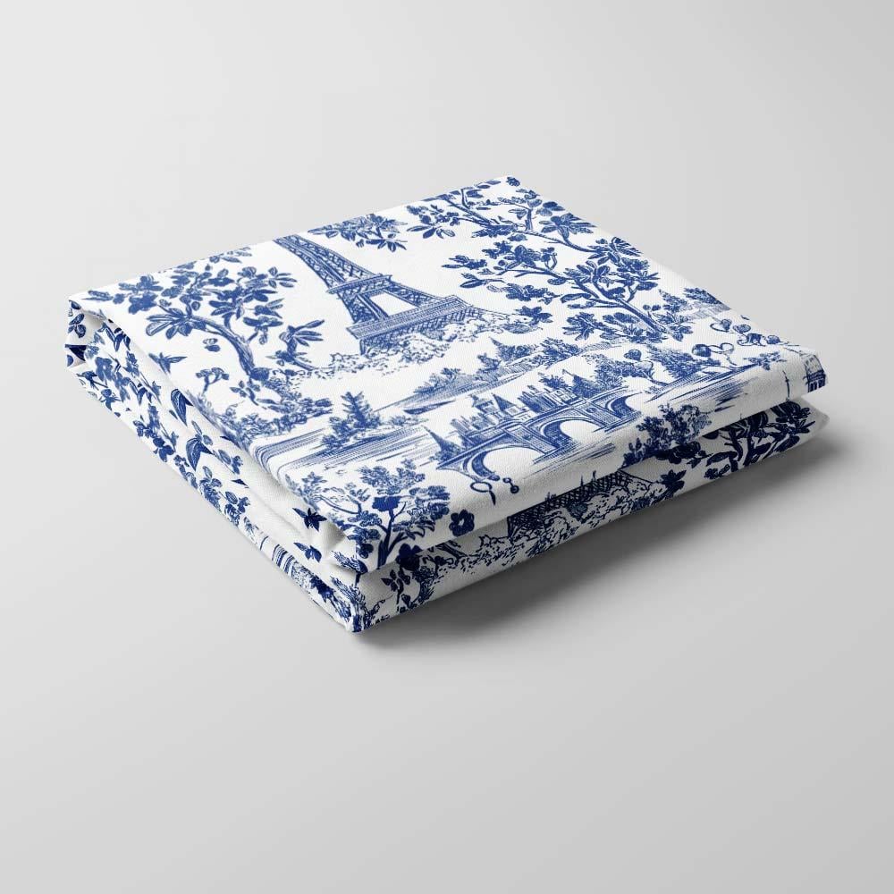 Paris Toile Sevgililer Günü Desenli Kumaş (Mavi)