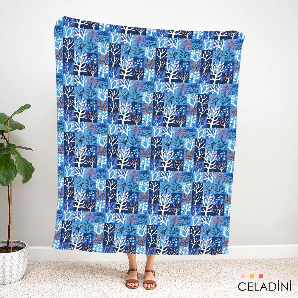 Patchwork Mercan Desenli Kumaş
