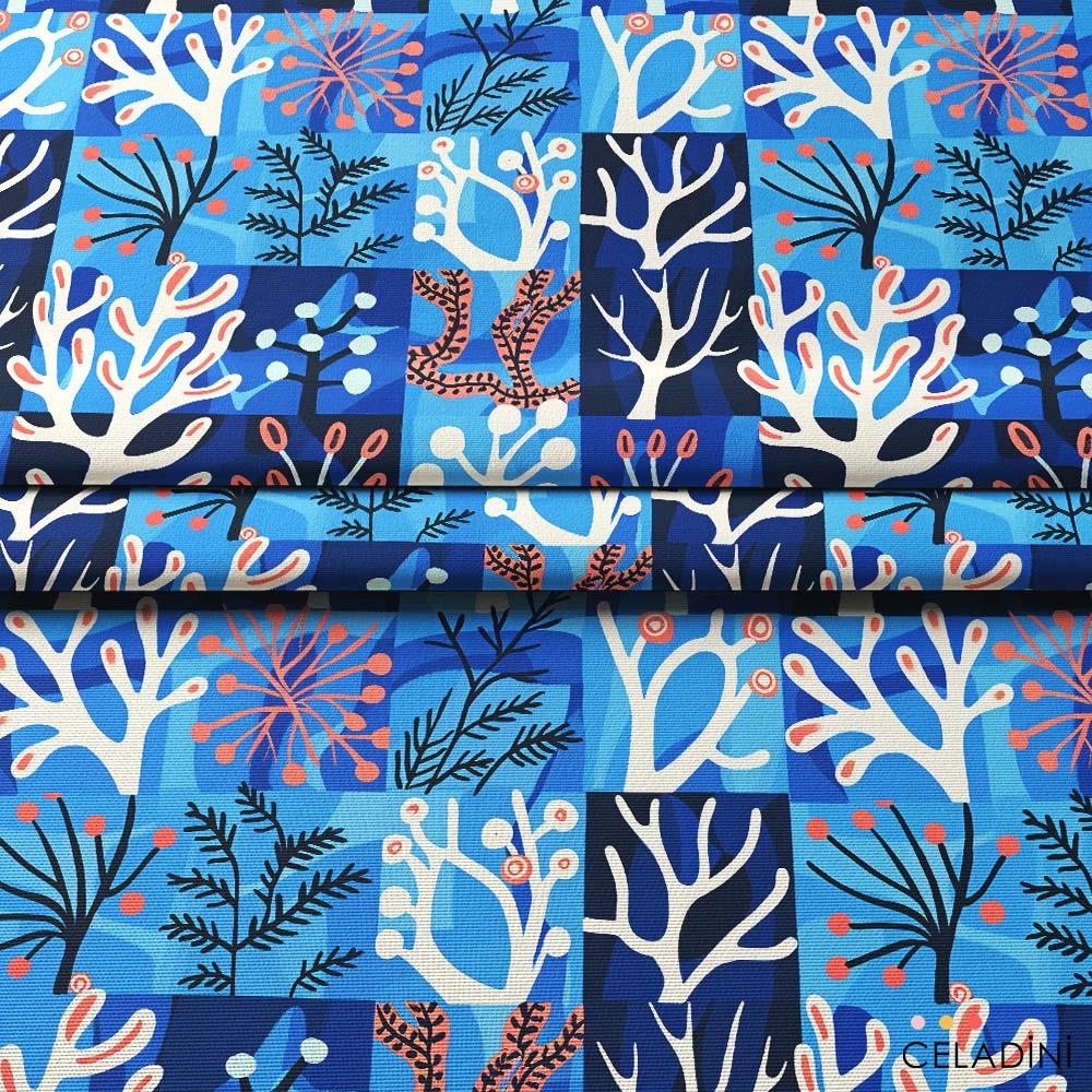 Patchwork Mercan Desenli Kumaş