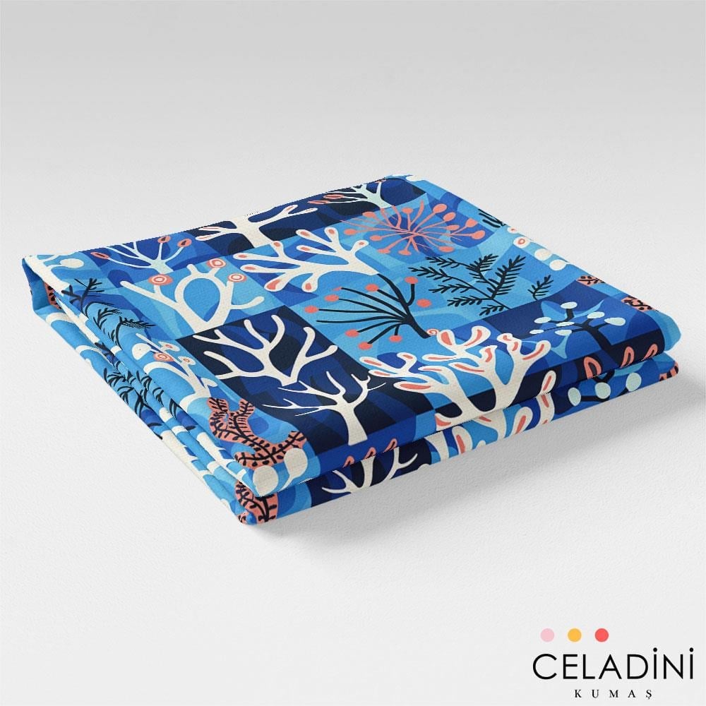 Patchwork Mercan Desenli Kumaş
