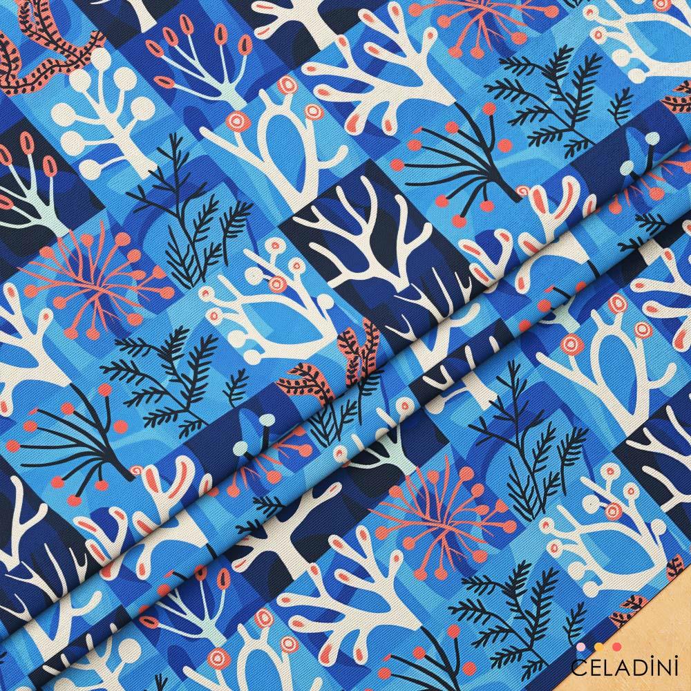 Patchwork Mercan Desenli Kumaş