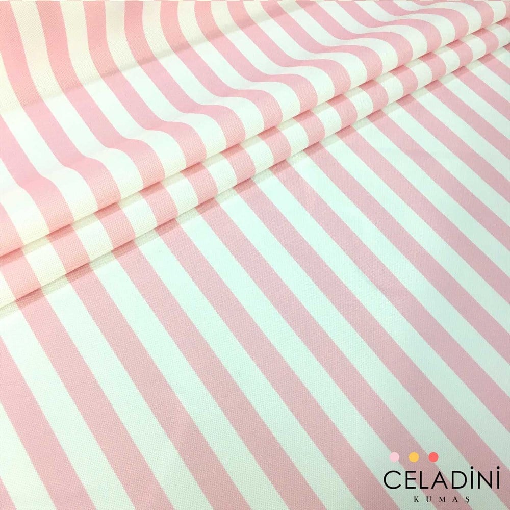 Pembe Beyaz 2x2 cm İnce Çizgili Kumaş