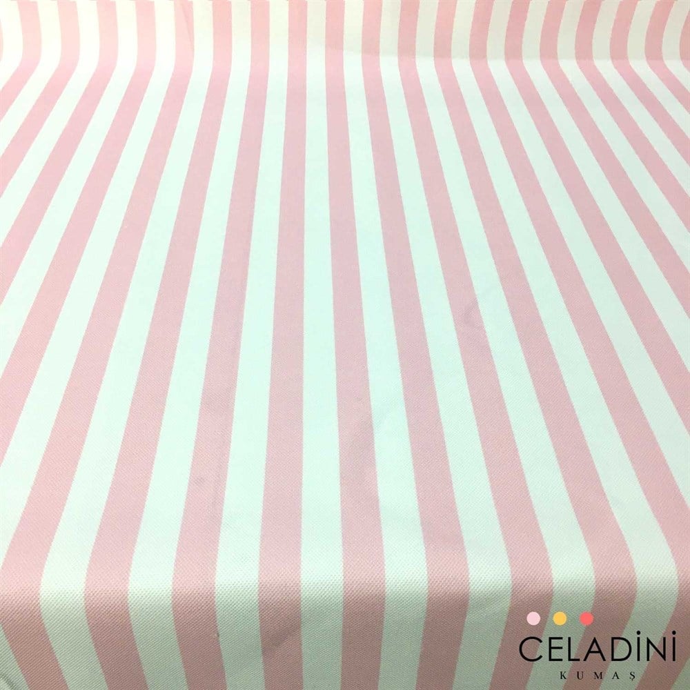 Pembe Beyaz 2x2 cm İnce Çizgili Kumaş
