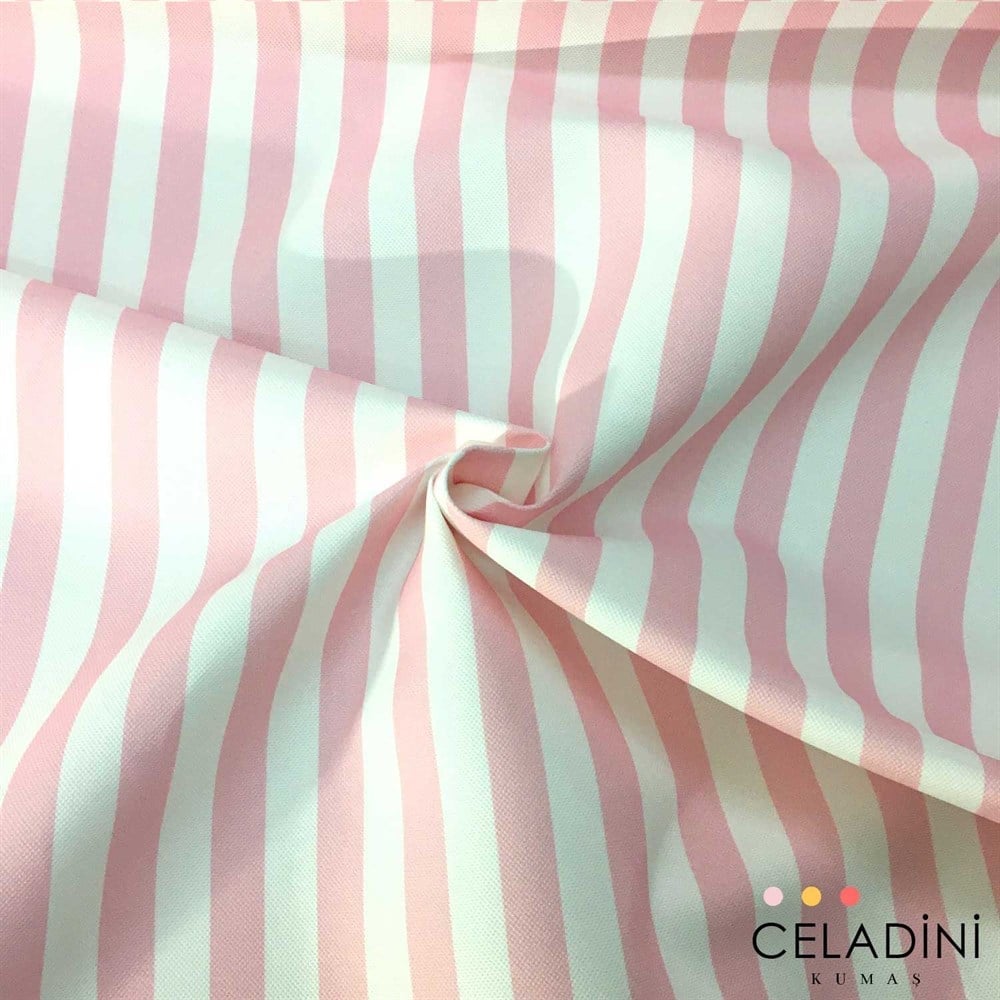 Pembe Beyaz 2x2 cm İnce Çizgili Kumaş
