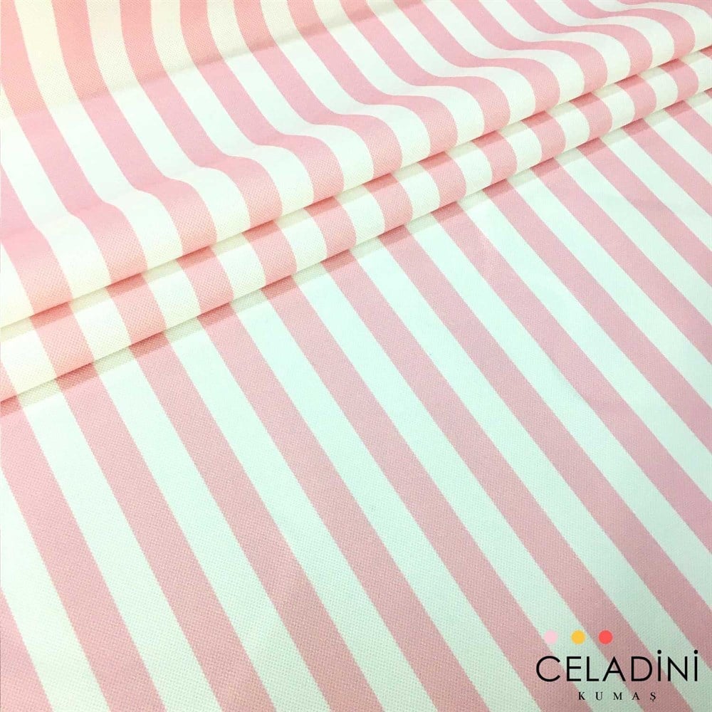Pembe Beyaz 2x2 cm İnce Çizgili Kumaş