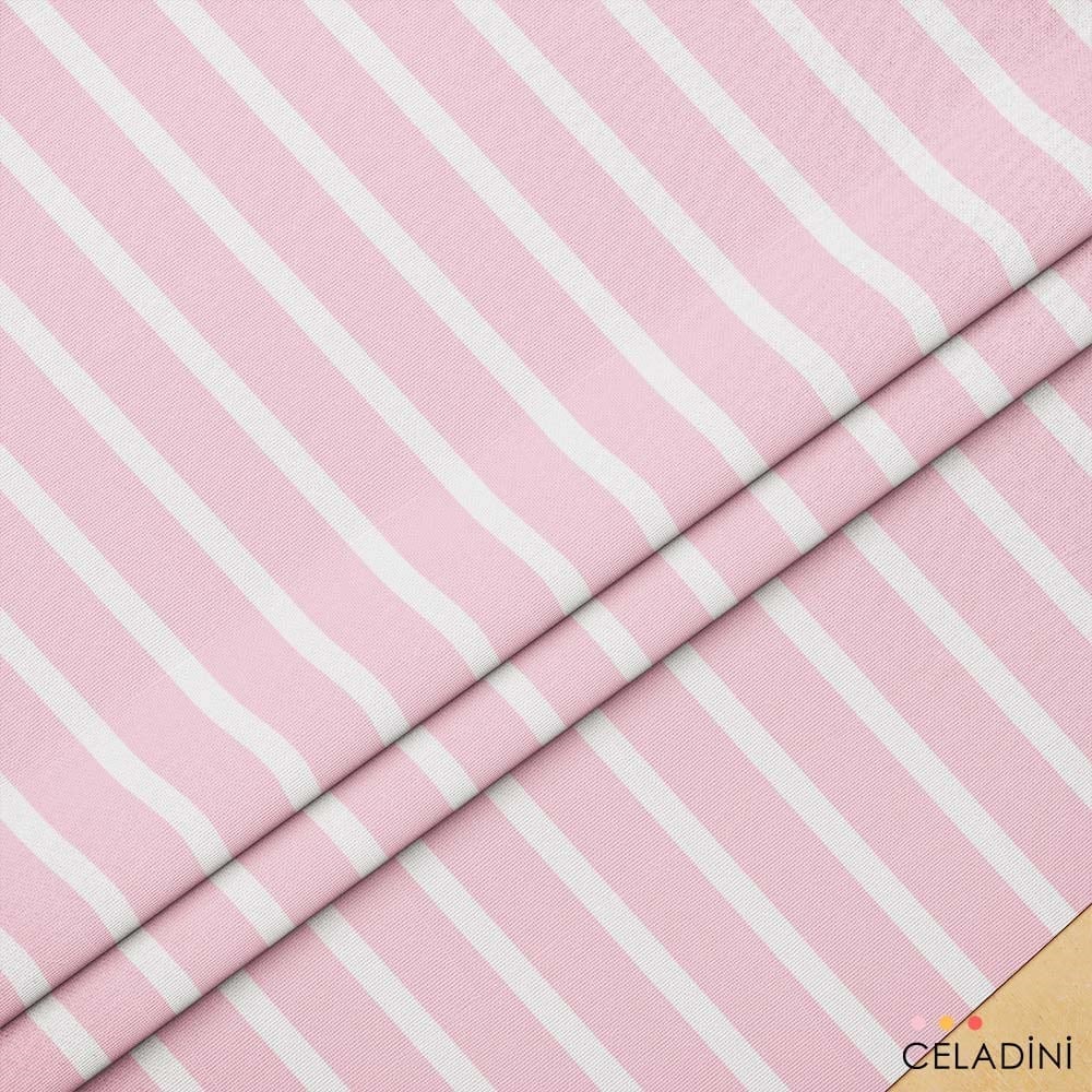 Pembe Beyaz 5x2 cm Çizgili Kumaş
