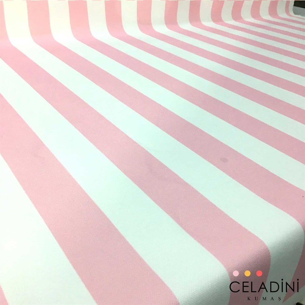 Pembe Beyaz 5x5 cm Kalın Çizgili Kumaş