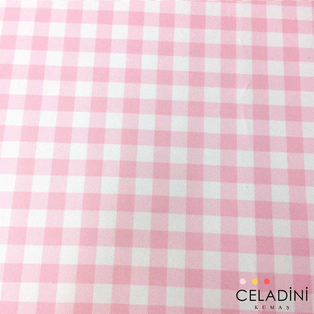 Pembe Beyaz Küçük Pötikare Kumaş
