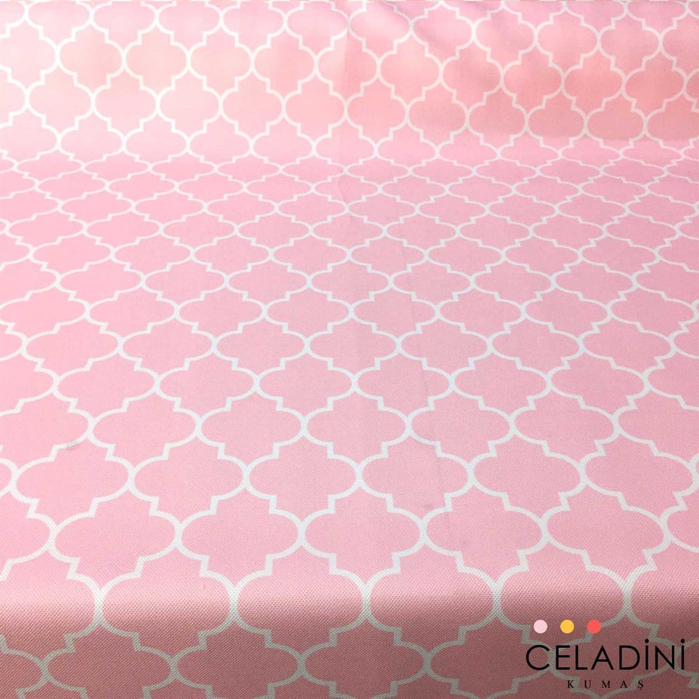 Pembe Beyaz Moroccan Desenli Kumaş