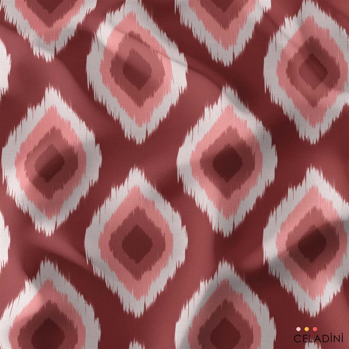 Pembe Bordo İkat Desenli Kumaş