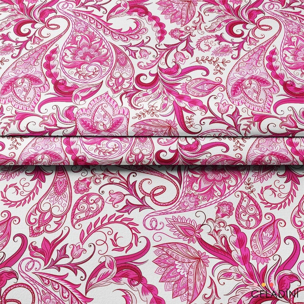 Pembe Çini Şal Desenli Kumaş