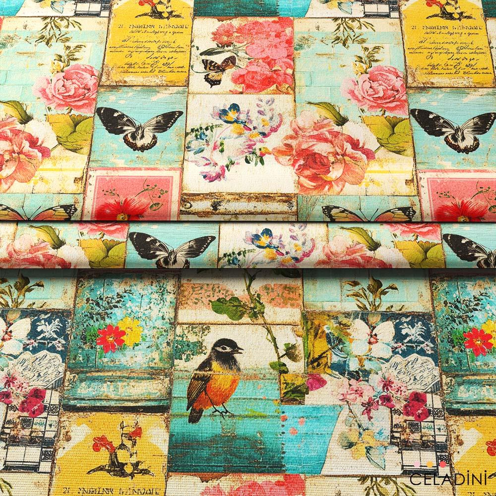 Pembe Düşler Patchwork Desenli Kumaş