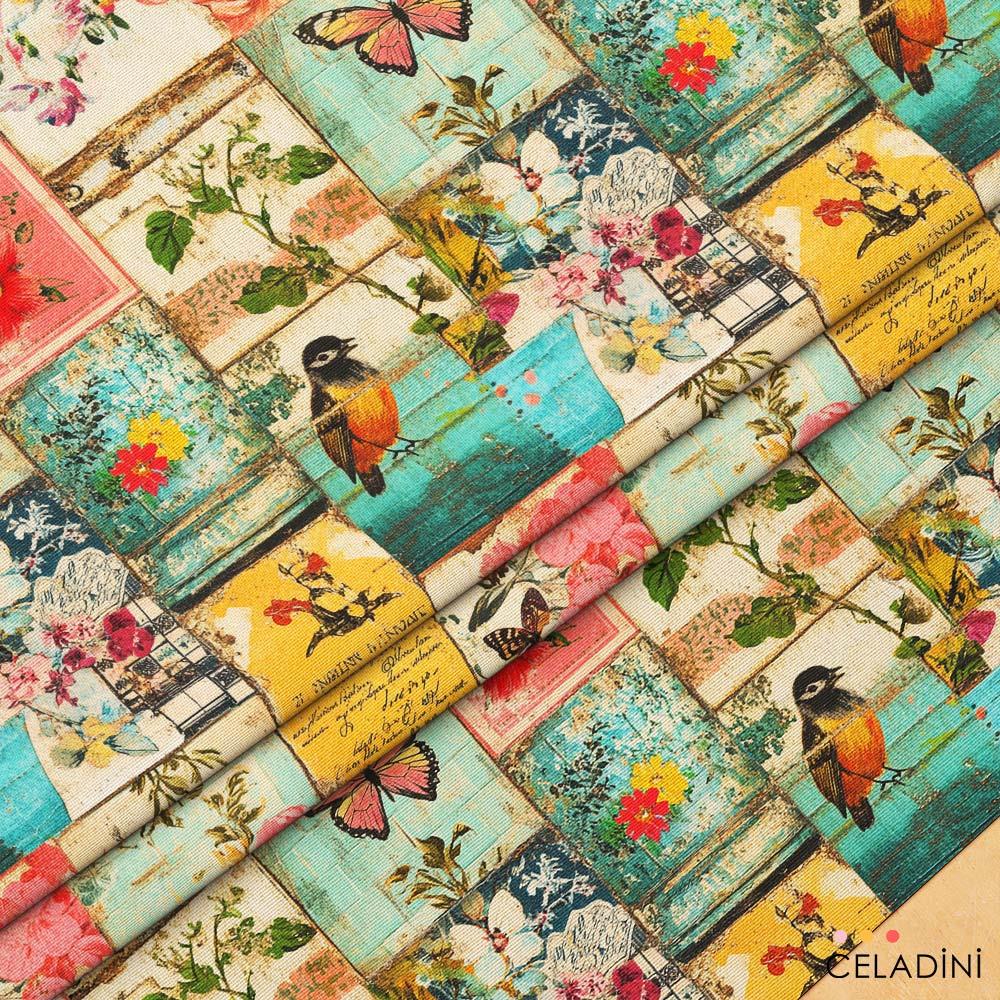 Pembe Düşler Patchwork Desenli Kumaş